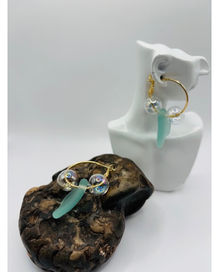 PENDIENTES ARTESANOS DE CRIASTAL MARINO O LÁGRIMAS DE SIRENA