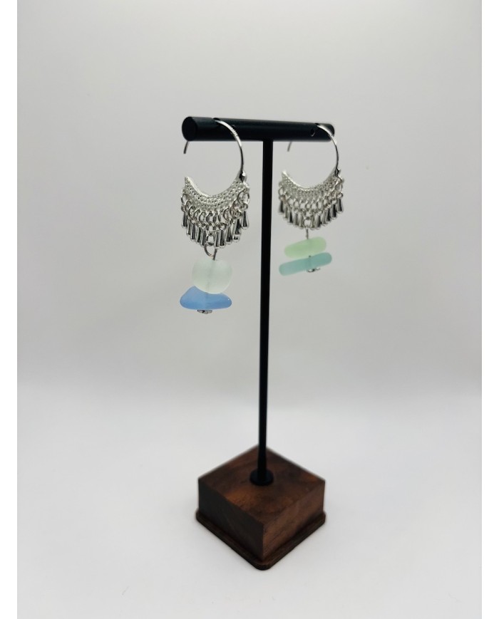 PENDIENTES ARTESANOS DE CRISTAL MARINO