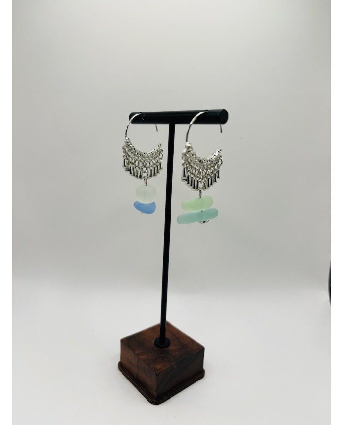 PENDIENTES ARTESANOS DE CRISTAL MARINO