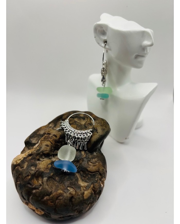 PENDIENTES ARTESANOS DE CRISTAL MARINO