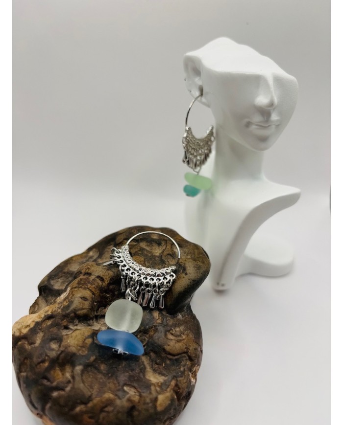 PENDIENTES ARTESANOS DE CRISTAL MARINO