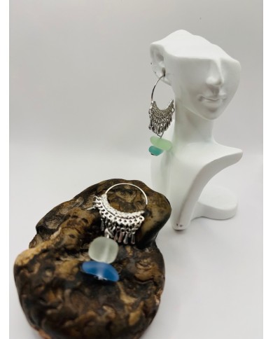 PENDIENTES ARTESANOS DE CRISTAL MARINO