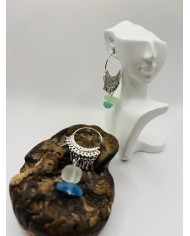 PENDIENTES ARTESANOS DE CRISTAL MARINO