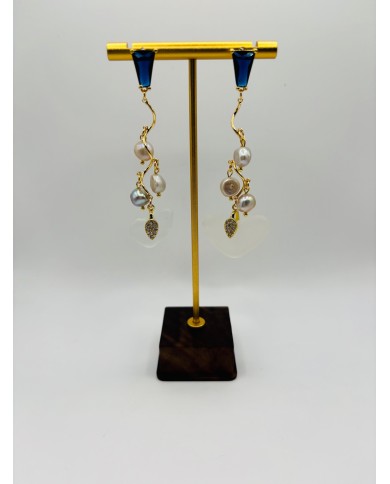 PENDIENTES ARTESANOS DE CRISTAL MARINO