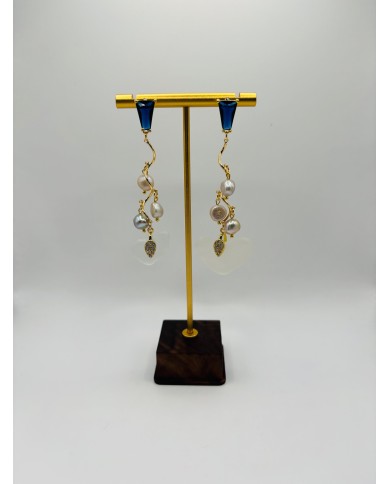 PENDIENTES ARTESANOS DE CRISTAL MARINO