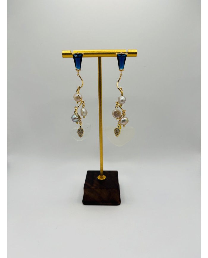 PENDIENTES ARTESANOS DE CRISTAL MARINO