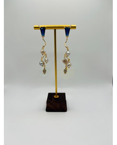 PENDIENTES ARTESANOS DE CRISTAL MARINO