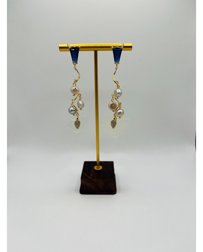 PENDIENTES ARTESANOS DE CRISTAL MARINO