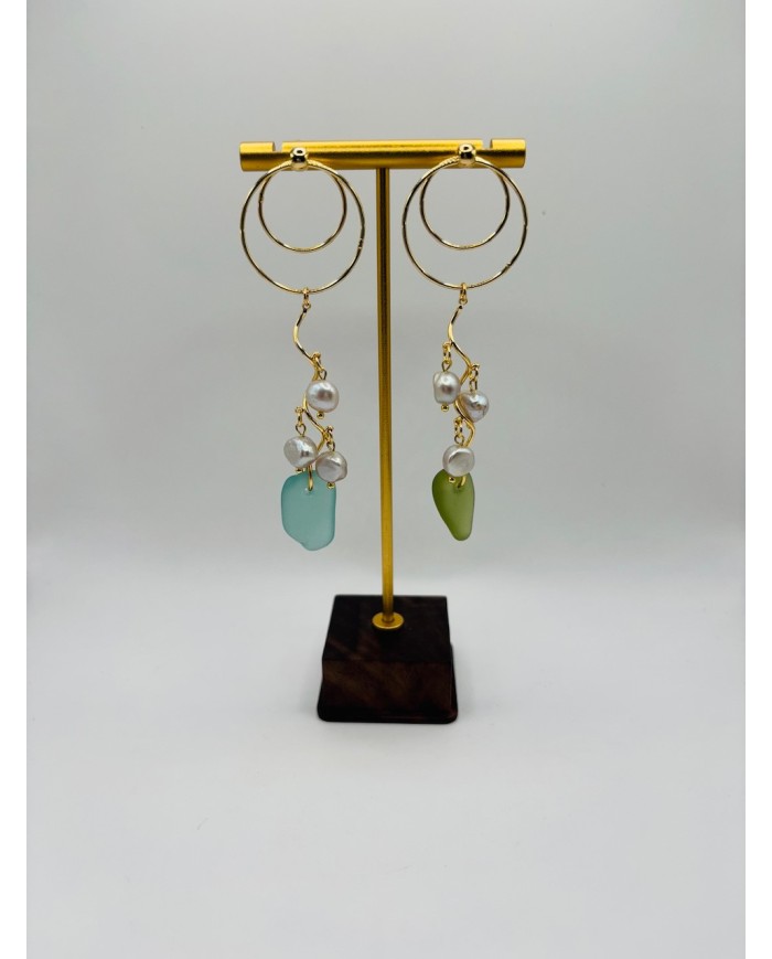 PENDIENTES ARTESANOS DE CRISTAL MARINO