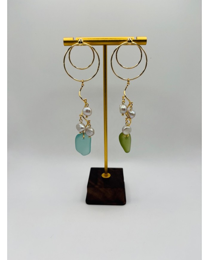PENDIENTES ARTESANOS DE CRISTAL MARINO