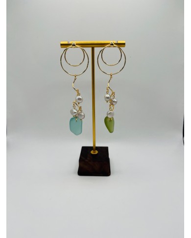 PENDIENTES ARTESANOS DE CRISTAL MARINO