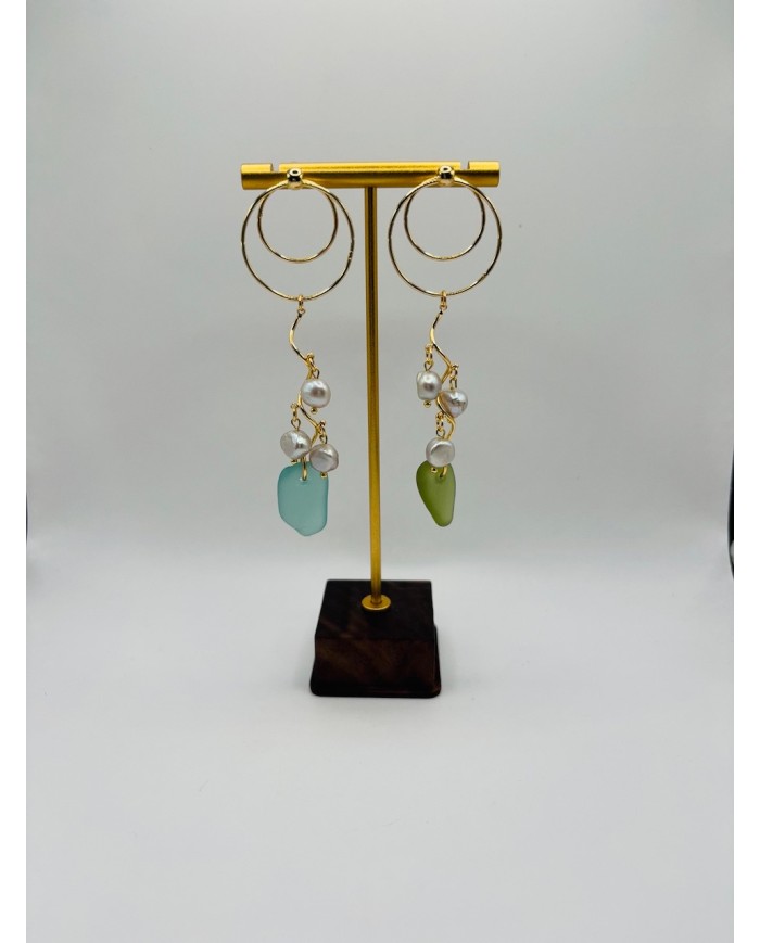 PENDIENTES ARTESANOS DE CRISTAL MARINO