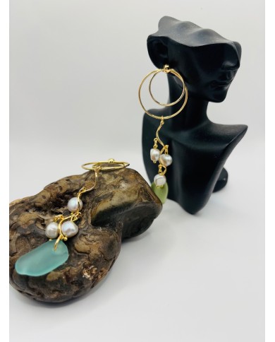 PENDIENTES ARTESANOS DE CRISTAL MARINO