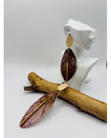 PENDIENTES ARTESANOS DE HOJA NATURAL ESQUELETIZADA