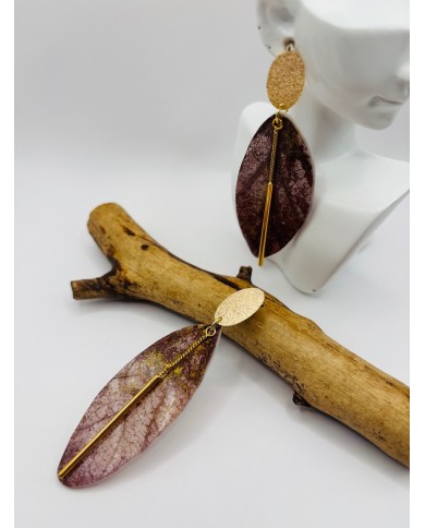 PENDIENTES ARTESANOS DE HOJA NATURAL ESQUELETIZADA