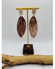 PENDIENTES ARTESANOS DE HOJA NATURAL ESQUELETIZADA