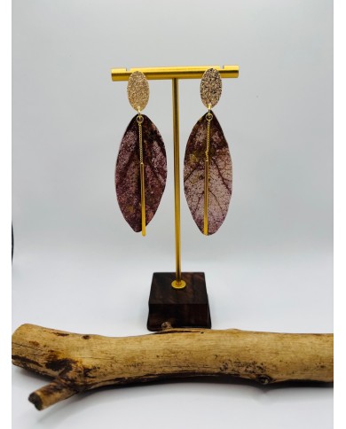 PENDIENTES ARTESANOS DE HOJA NATURAL ESQUELETIZADA
