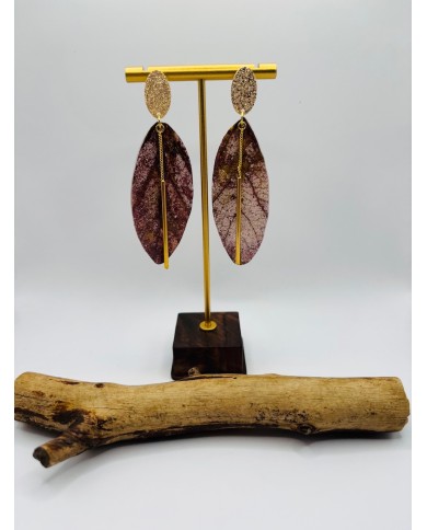 PENDIENTES ARTESANOS DE HOJA NATURAL ESQUELETIZADA