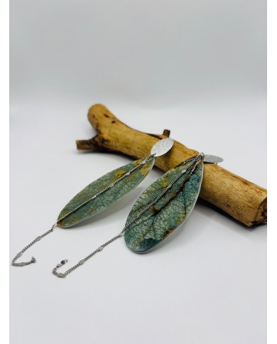 PENDIENTES ARTESANOS DE HOJA NATURAL ESQUELETIZADA
