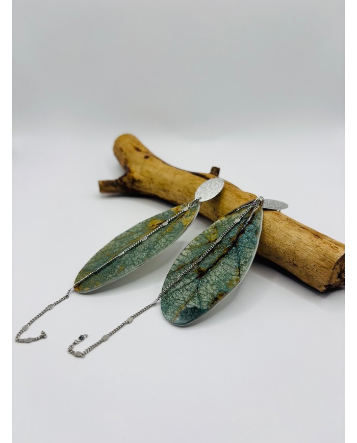 PENDIENTES ARTESANOS DE HOJA NATURAL ESQUELETIZADA