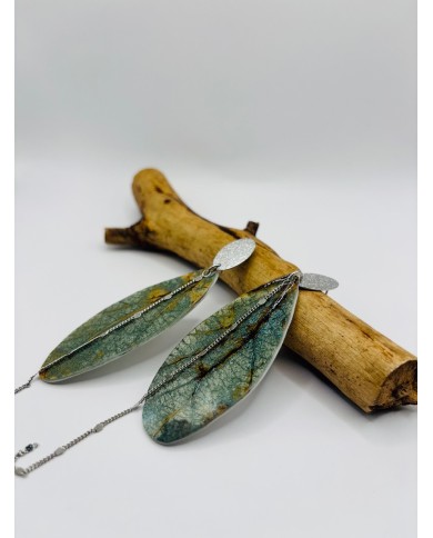 PENDIENTES ARTESANOS DE HOJA NATURAL ESQUELETIZADA