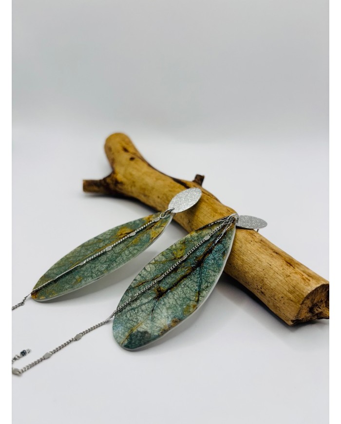 PENDIENTES ARTESANOS DE HOJA NATURAL ESQUELETIZADA
