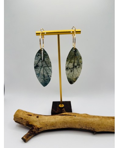 PENDIENTES ARTESANOS DE HOJA NATURAL ESQUELETIZADA