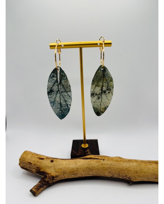 PENDIENTES ARTESANOS DE HOJA NATURAL ESQUELETIZADA
