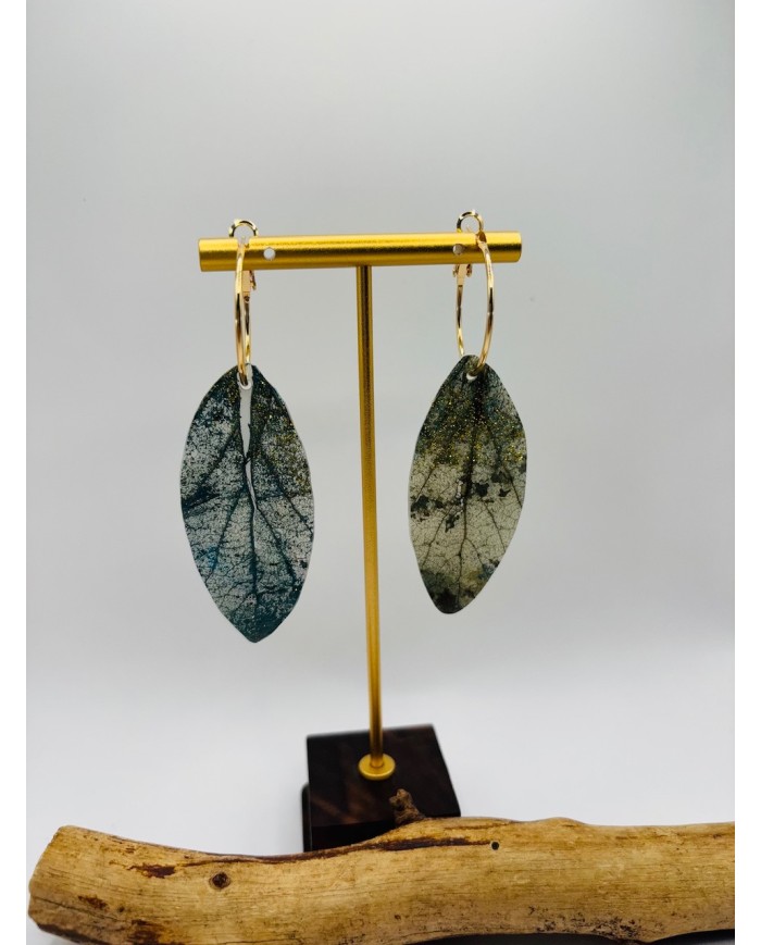 PENDIENTES ARTESANOS DE HOJA NATURAL ESQUELETIZADA