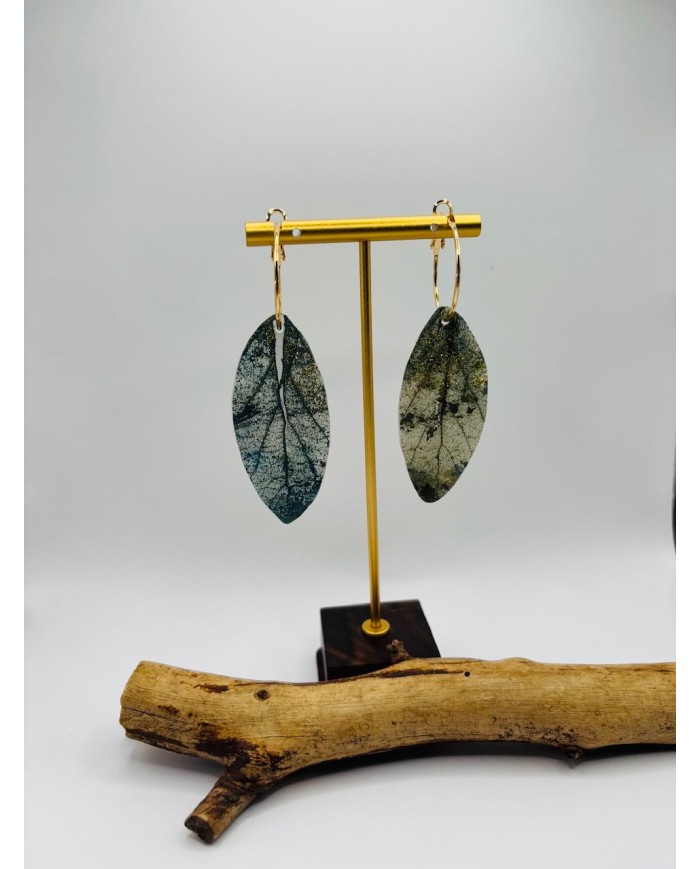 PENDIENTES ARTESANOS DE HOJA NATURAL ESQUELETIZADA