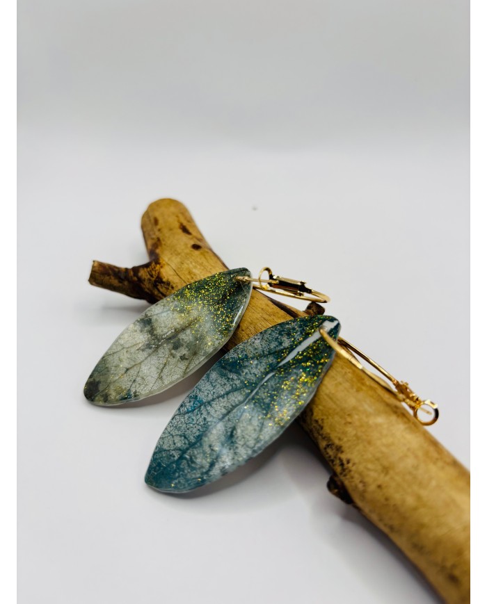 PENDIENTES ARTESANOS DE HOJA NATURAL ESQUELETIZADA