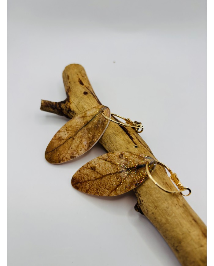 PENDIENTES ARTESANOS DE HOJA NATURAL ESQUELETIZADA