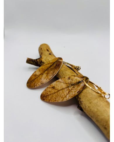 PENDIENTES ARTESANOS DE HOJA NATURAL ESQUELETIZADA