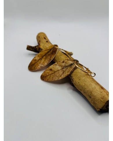 PENDIENTES ARTESANOS DE HOJA NATURAL ESQUELETIZADA