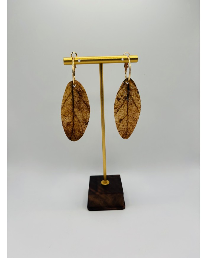 PENDIENTES ARTESANOS DE HOJA NATURAL ESQUELETIZADA