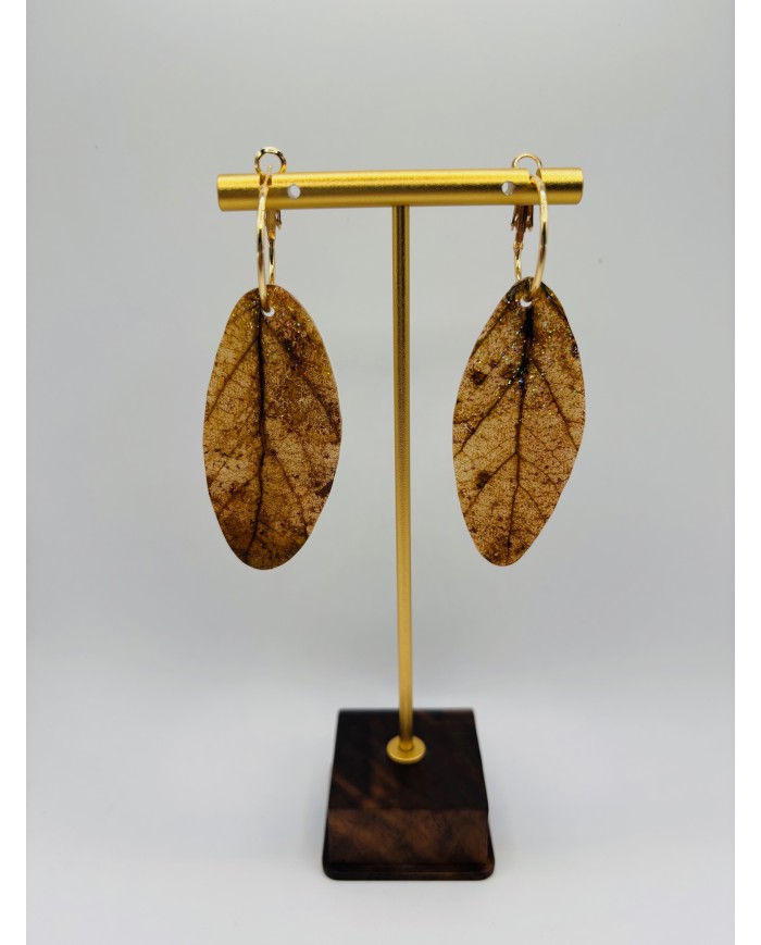 PENDIENTES ARTESANOS DE HOJA NATURAL ESQUELETIZADA