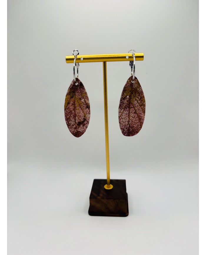 PENDIENTES ARTESANOS DE HOJA NATURAL ESQUELETIZADA