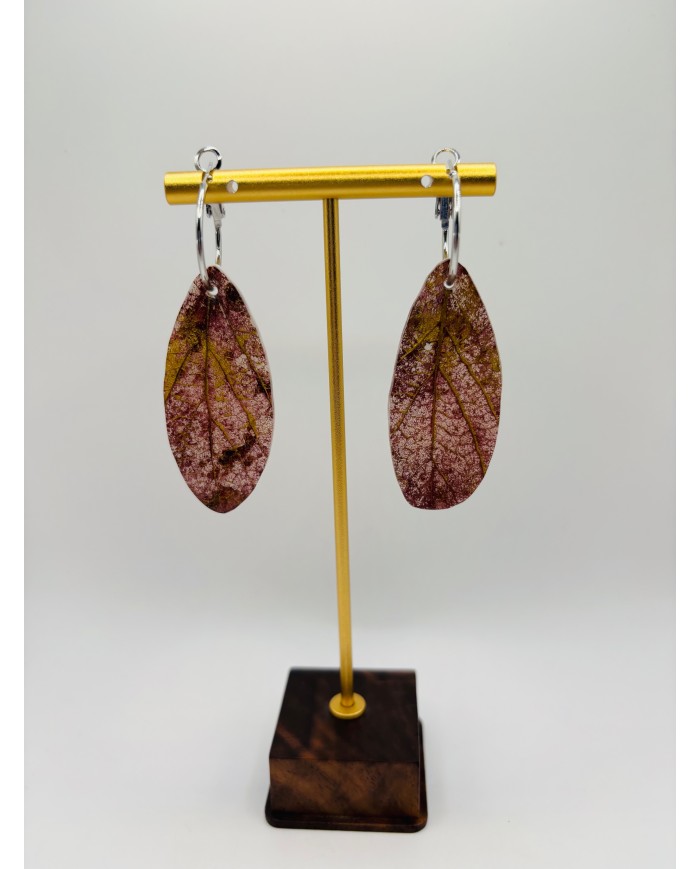PENDIENTES ARTESANOS DE HOJA NATURAL ESQUELETIZADA