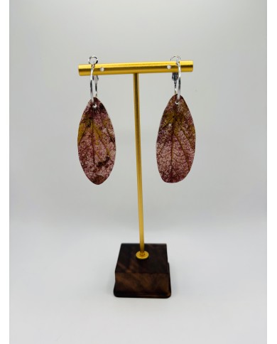 PENDIENTES ARTESANOS DE HOJA NATURAL ESQUELETIZADA