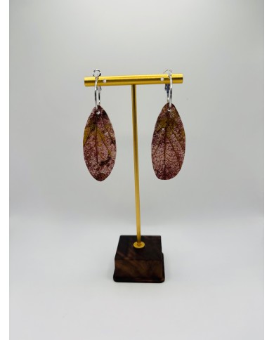 PENDIENTES ARTESANOS DE HOJA NATURAL ESQUELETIZADA