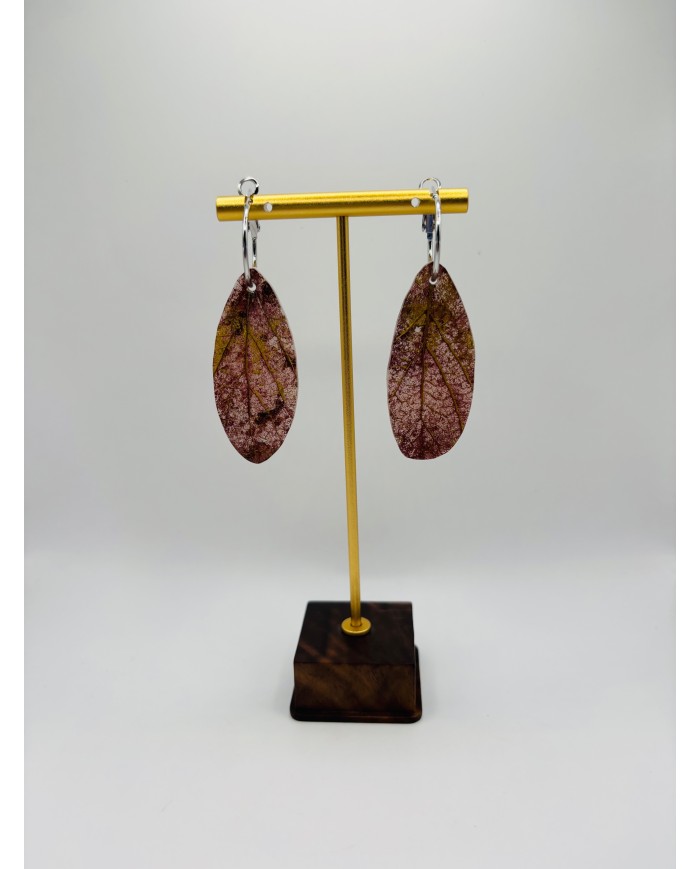 PENDIENTES ARTESANOS DE HOJA NATURAL ESQUELETIZADA