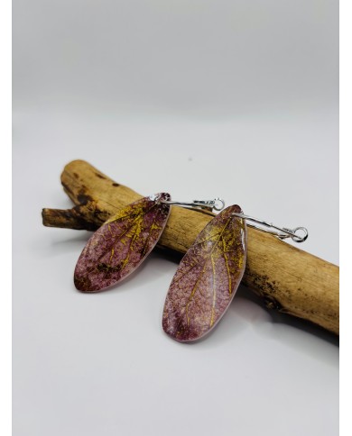 PENDIENTES ARTESANOS DE HOJA NATURAL ESQUELETIZADA