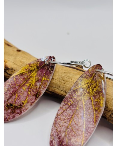 PENDIENTES ARTESANOS DE HOJA NATURAL ESQUELETIZADA