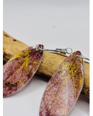 PENDIENTES ARTESANOS DE HOJA NATURAL ESQUELETIZADA