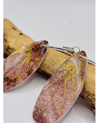 PENDIENTES ARTESANOS DE HOJA NATURAL ESQUELETIZADA