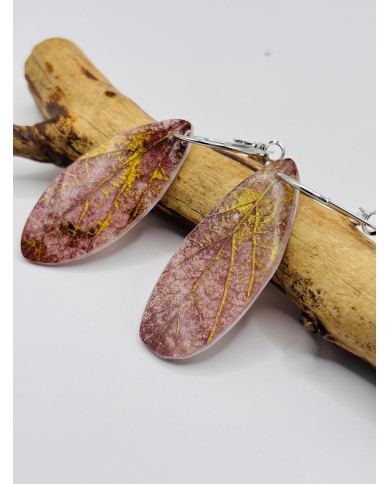 PENDIENTES ARTESANOS DE HOJA NATURAL ESQUELETIZADA