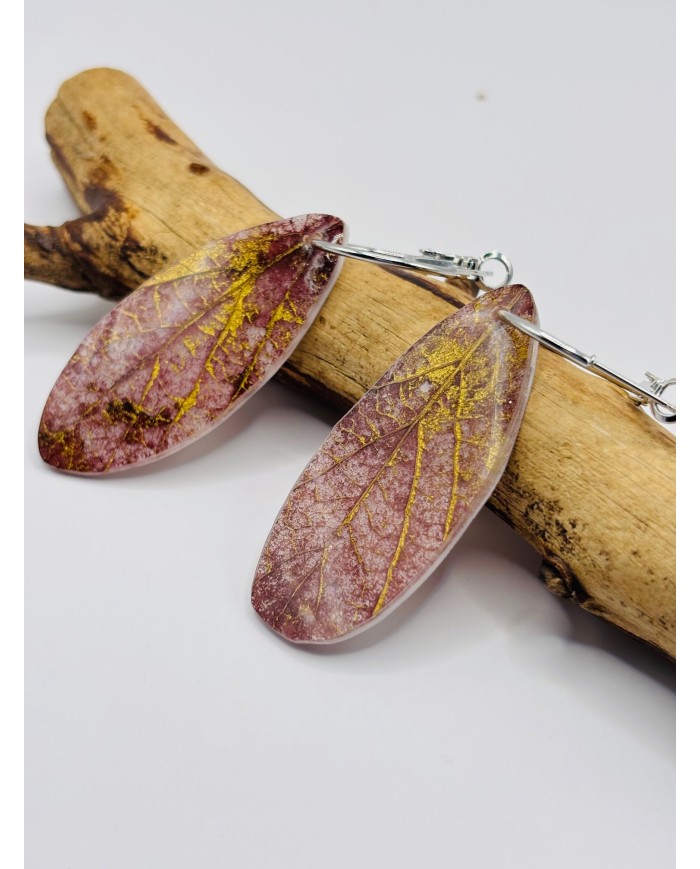 PENDIENTES ARTESANOS DE HOJA NATURAL ESQUELETIZADA
