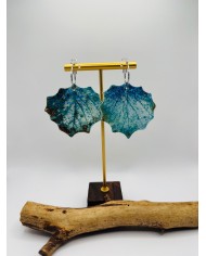 PENDIENTES ARTESANOS DE HOJA DE ÁLAMO BLANCO