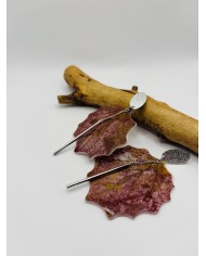 PENDIENTES ARTESANOS DE HOJA DE ÁLAMO BLANCO