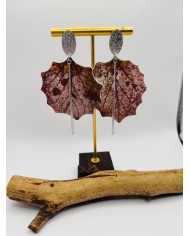 PENDIENTES ARTESANOS DE HOJA DE ÁLAMO BLANCO